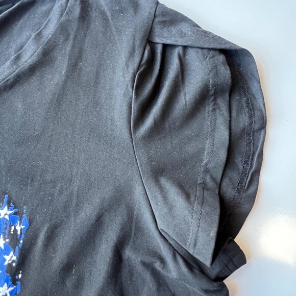 Roshop Black Oversized V-Neck T-Shirt w/ Distressed American Flag Womens Size XL - Picture 6 of 8